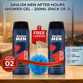 Savlon Men After Hours Shower Gel With Free Loofah - 250ml (Pack of 02)