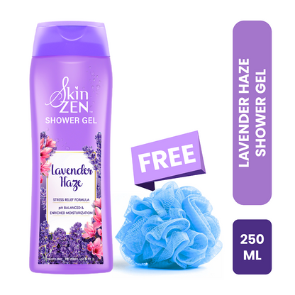 SKINZEN Lavender Haze Shower Gel (Free Loofah) 250ml (Combo)