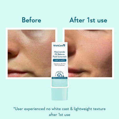 WishCare 5% Niacinamide Oil Balance Fluid Light &amp; Matte Sunscreen SPF 50+ PA++++ (50ml)