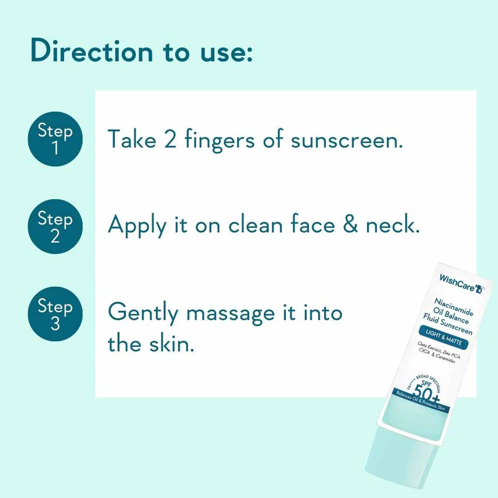 WishCare 5% Niacinamide Oil Balance Fluid Light &amp; Matte Sunscreen SPF 50+ PA++++ (50ml)