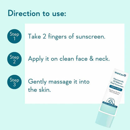 WishCare 5% Niacinamide Oil Balance Fluid Light &amp; Matte Sunscreen SPF 50+ PA++++ (50ml)