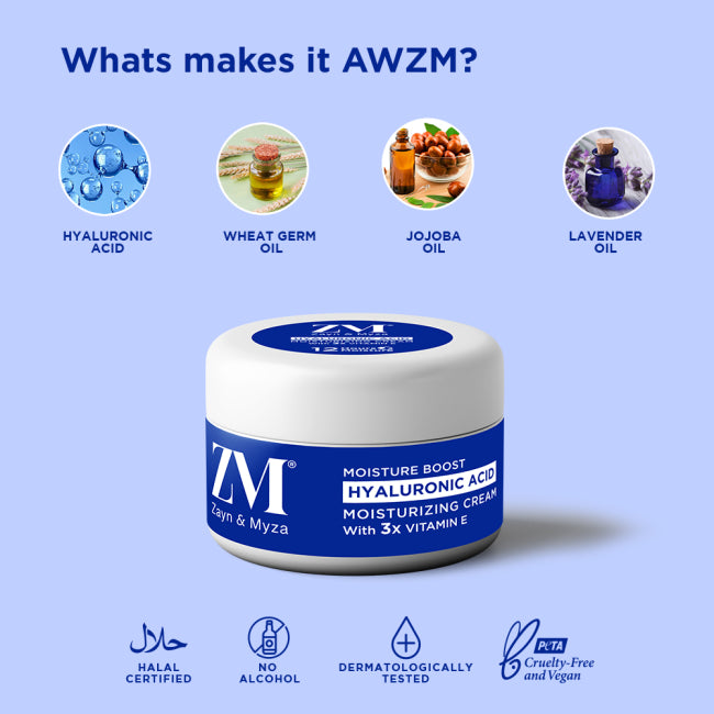 Zayn &amp; Myza Moisture Boost Hyaluronic Acid Moisturizing Cream with 3x Vitamin E (50gm)