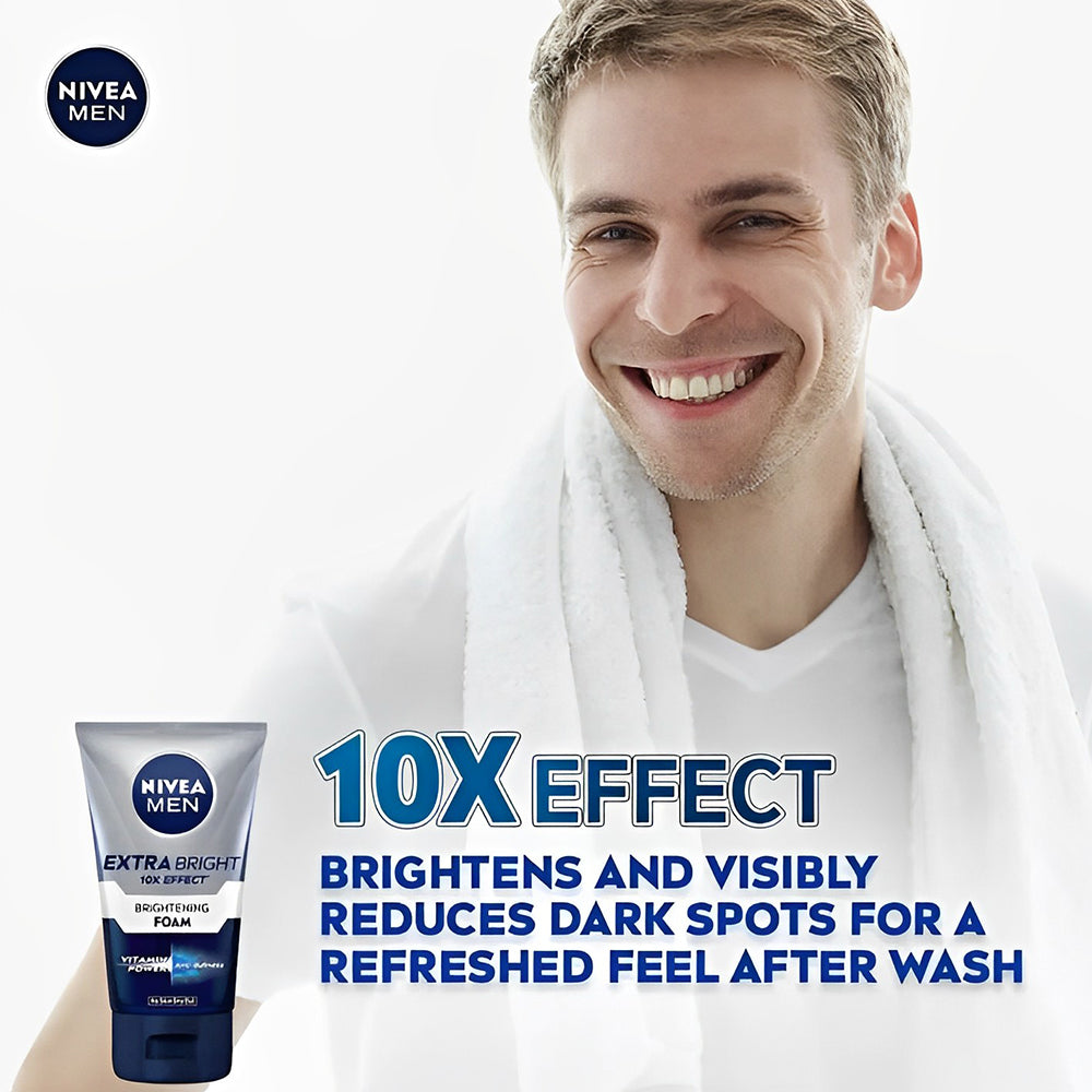 Nivea Men Extra Bright 10X Effect Brightening Foam (100gm)