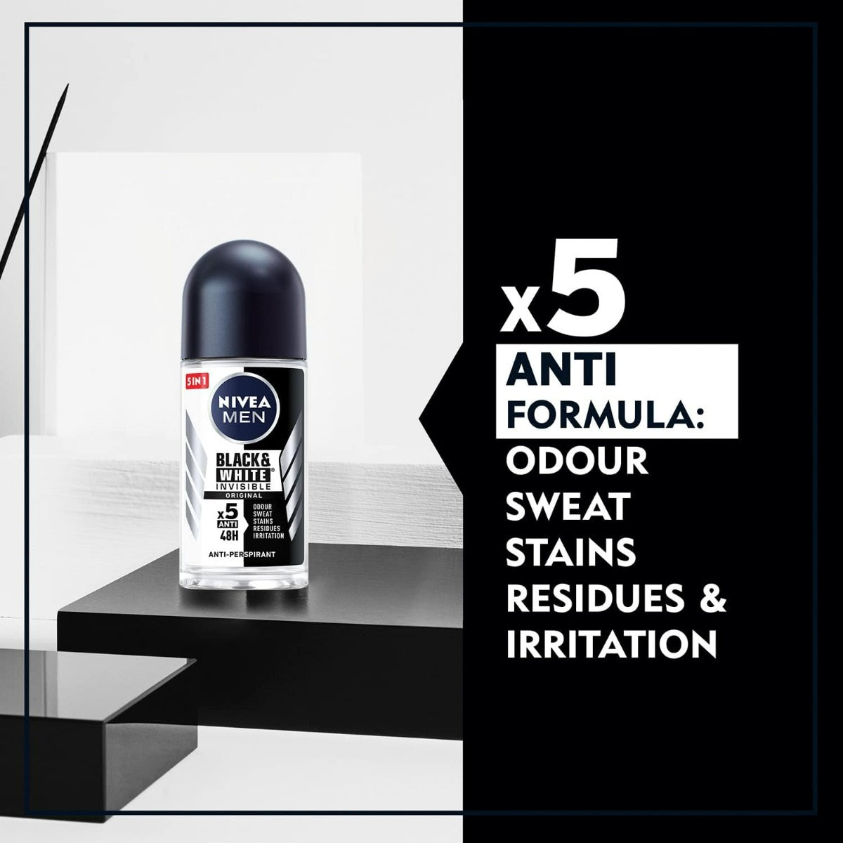 Nivea Men Black and White Invisible Original Deodorant Roll-On (25ml)