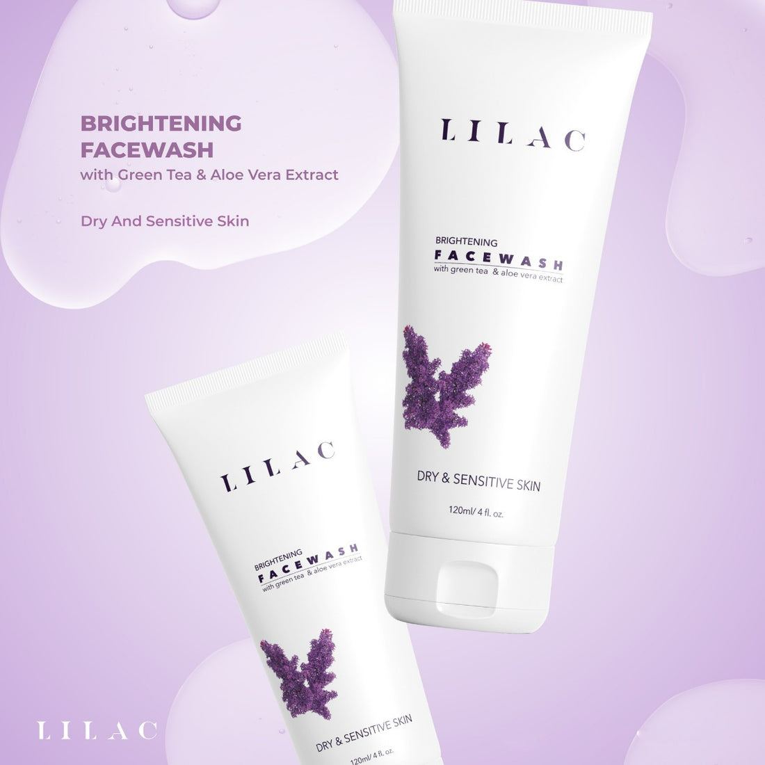 Lilac Advanced Brightening Face Wash for Dry And Sensitive Skin (120ml)