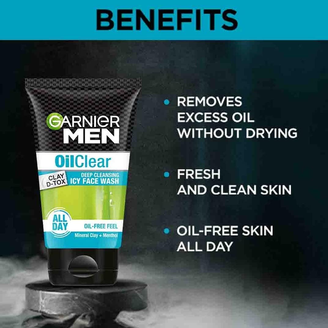 Garnier Men Oil Clear Clay D-Tox Icy Face Wash