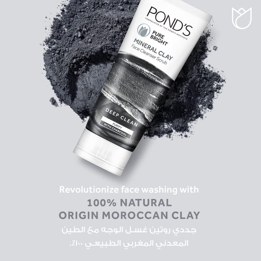 Ponds Pure White Mineral Clay Face Cleanser Scrub with Charcoal (90gm)