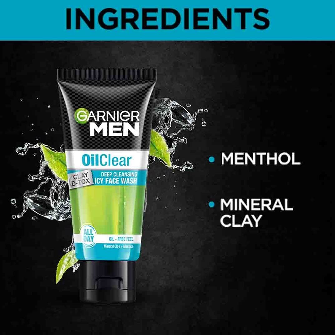Garnier Men Oil Clear Clay D-Tox Icy Face Wash