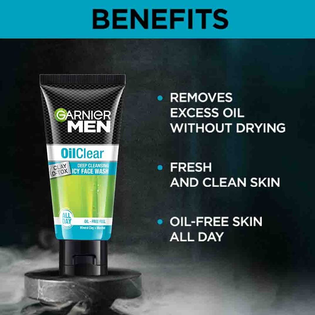 Garnier Men Oil Clear Clay D-Tox Icy Face Wash