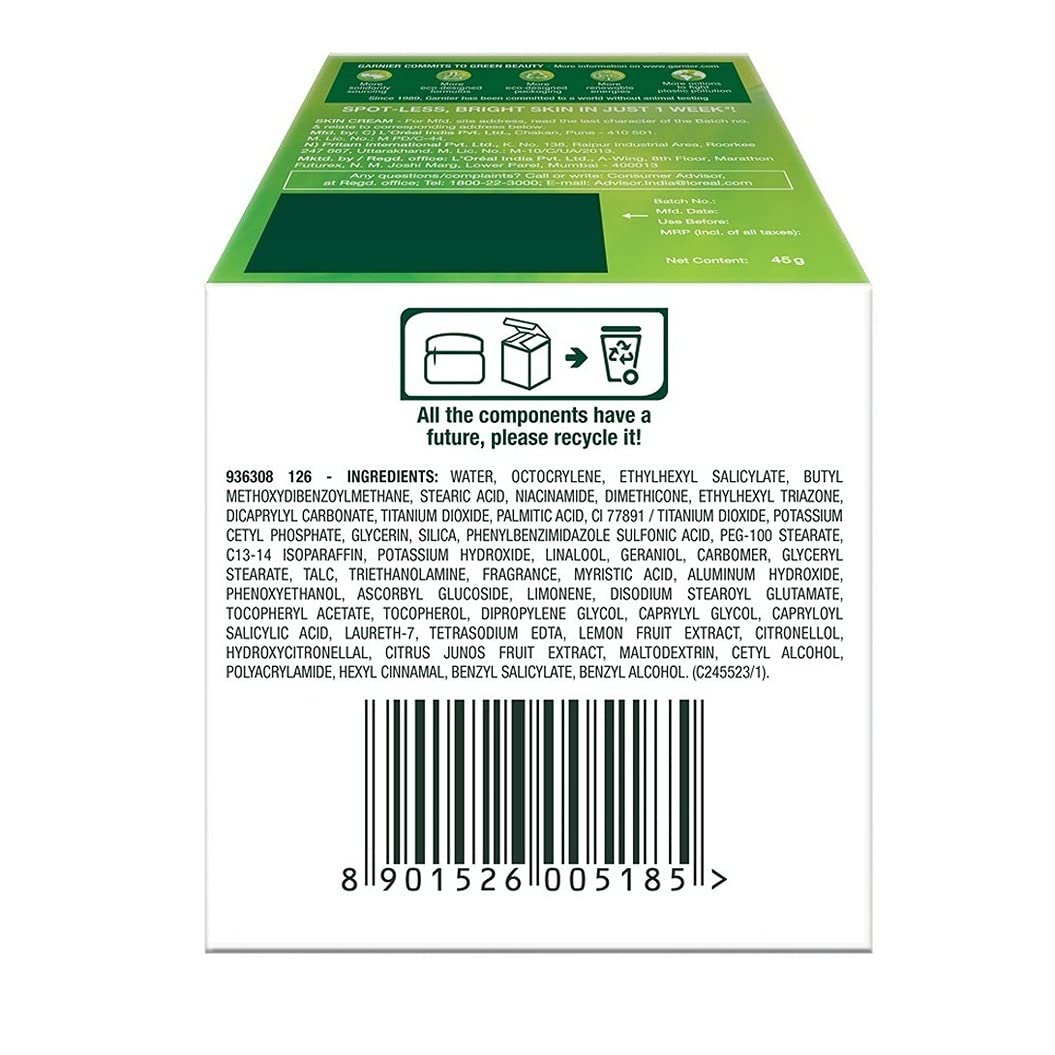Garnier Bright Complete Vitamin C Serum Cream with SPF 40/PA +++ (45gm)