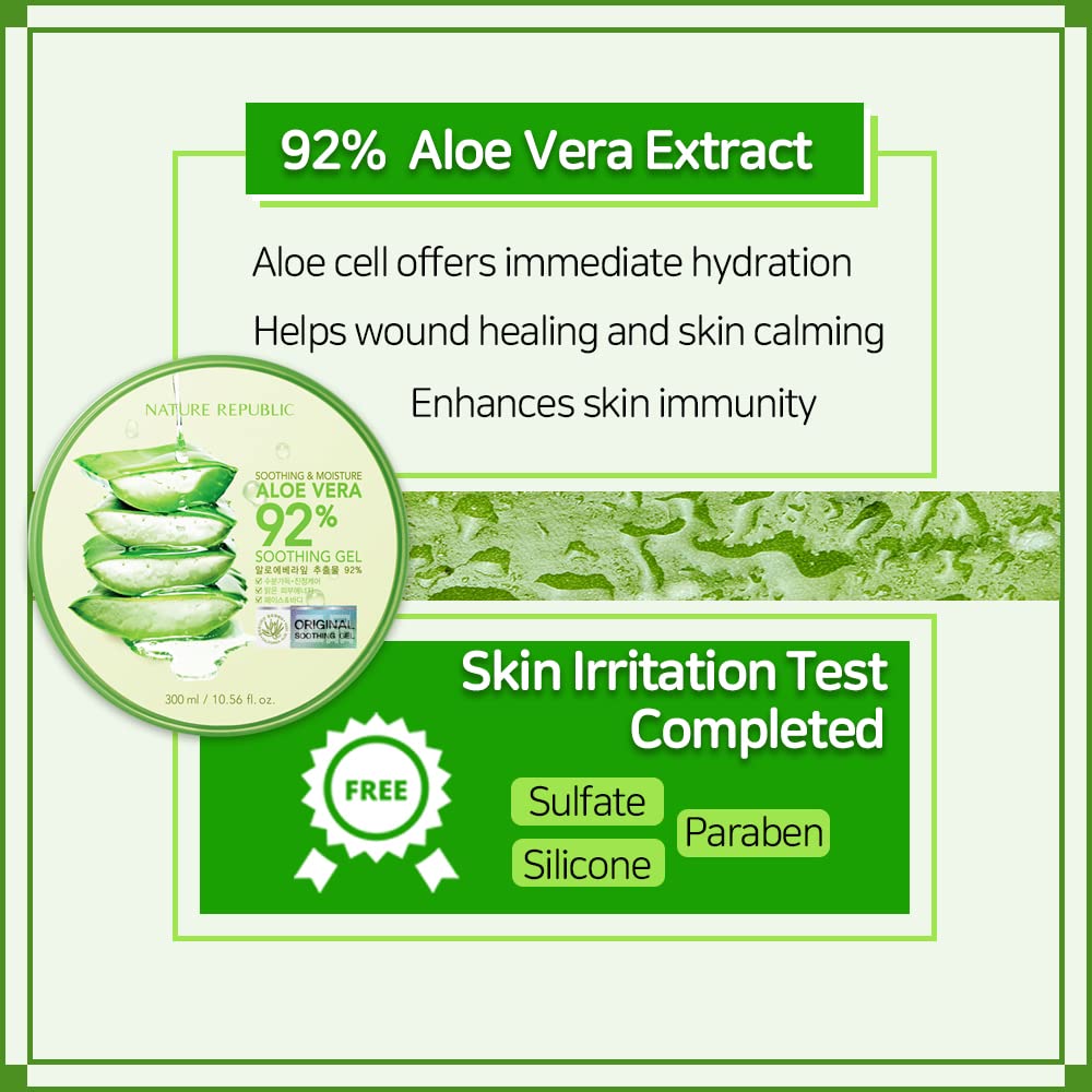 Nature Republic Soothing &amp; Moisture Aloe Vera 92% Soothing Gel (300ml)