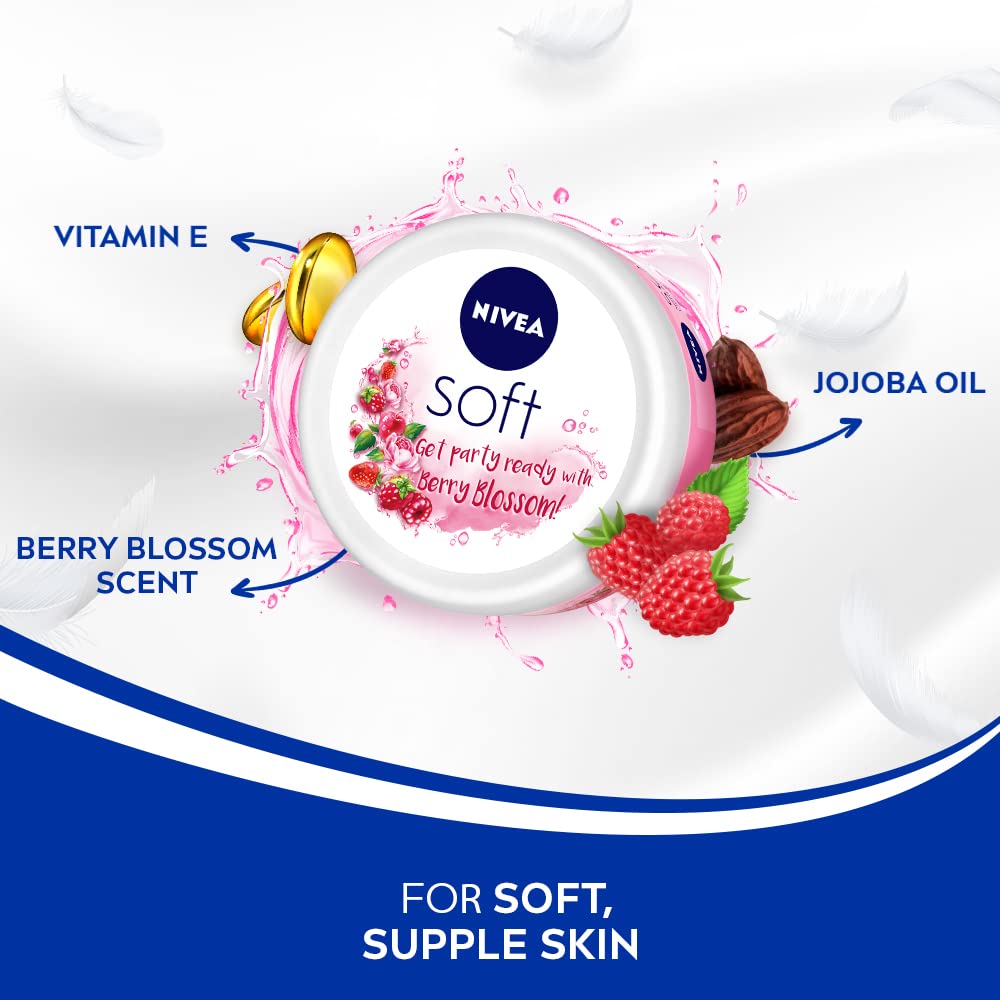 Nivea Fresh Natural Roll On 50ml and Soft Jar Berry Blossom Cream 50ml (Combo Pack)