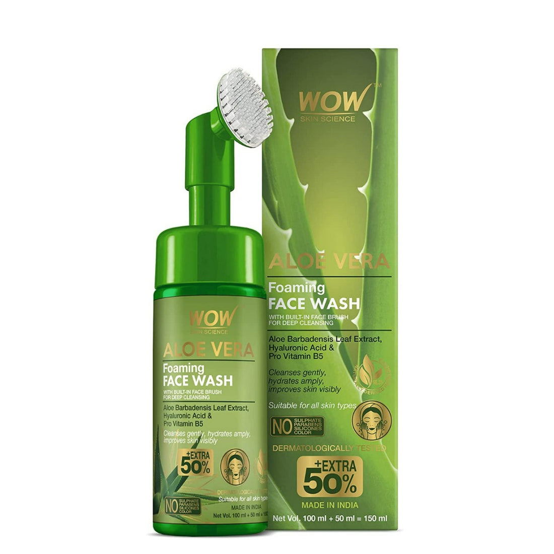 Wow Skin Science Aloe Vera Face Wash with Brush (150ml)