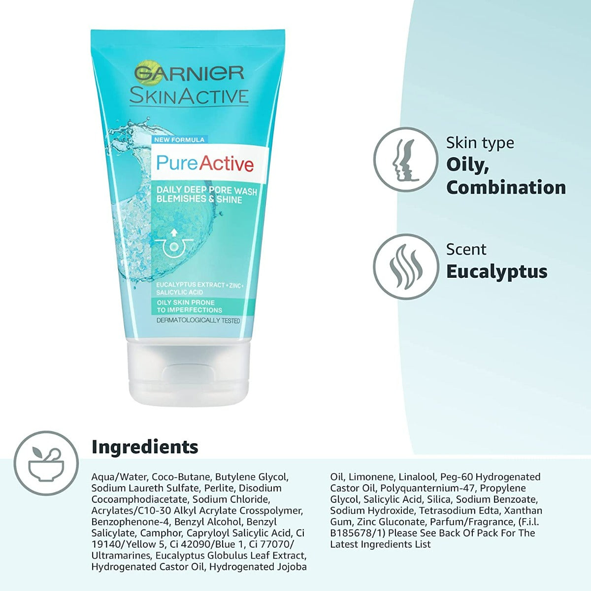 Garnier Pure Active Anti-Blackhead Deep Pore Face Wash (150ml)