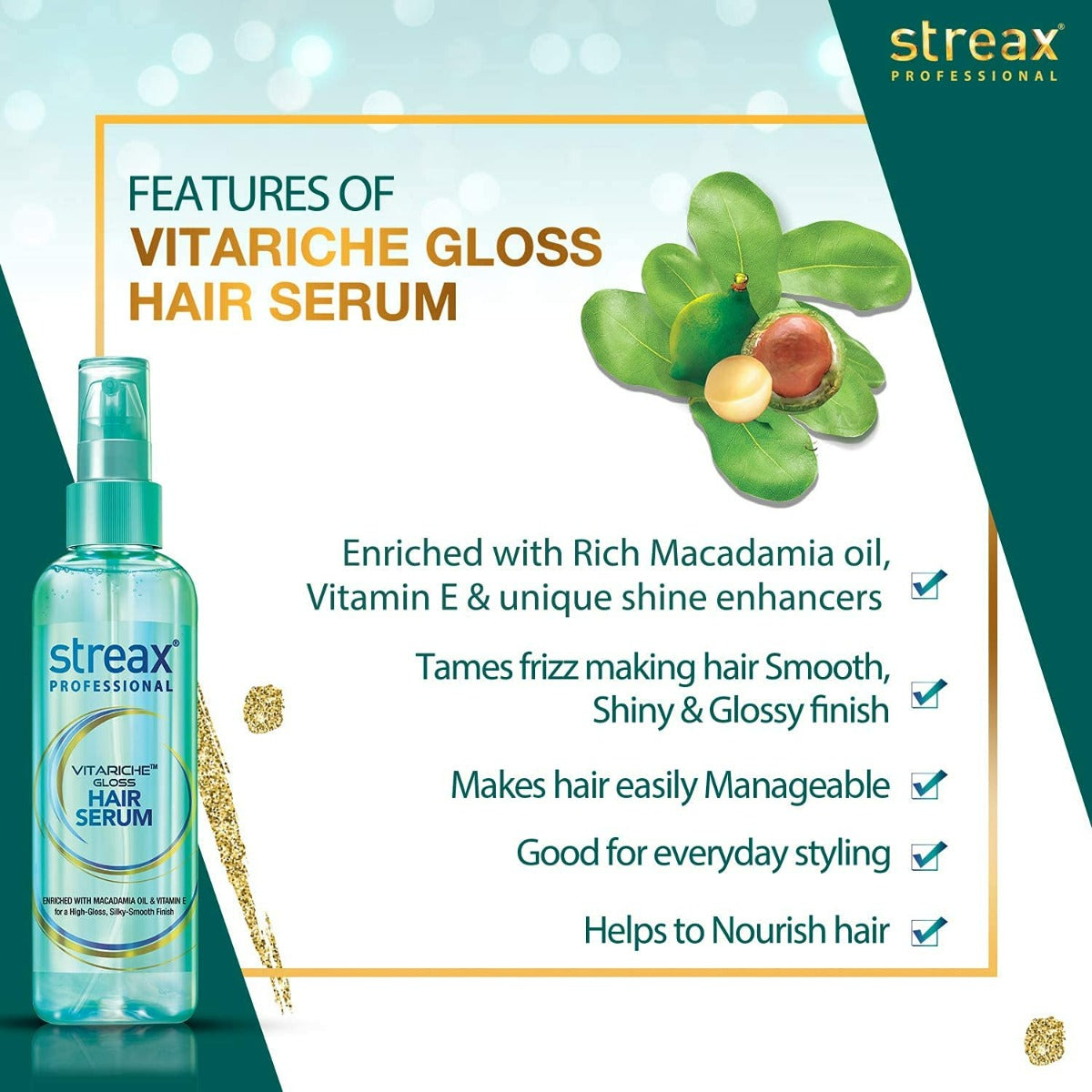 Streax Professional Vitariche Gloss Hair Serum (45ml)