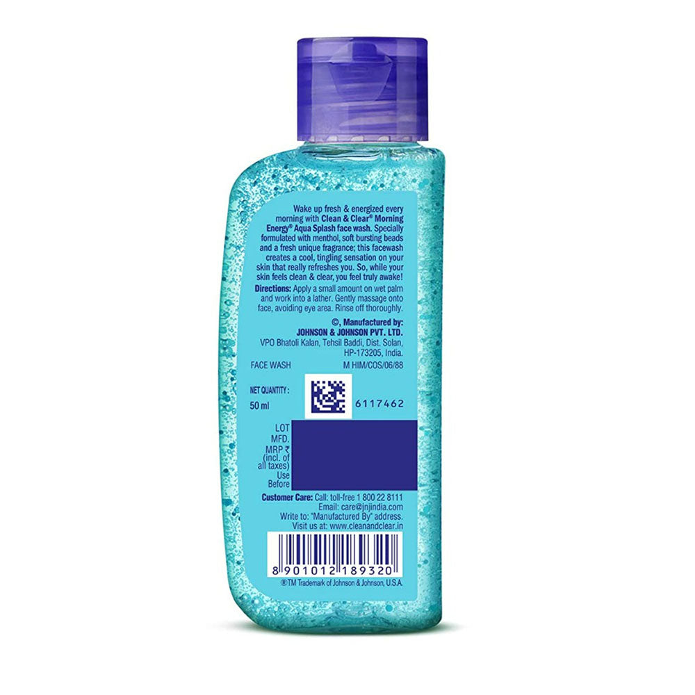 Clean &amp; Clear Morning Energy Face Wash with Cooling Menthol (50ml) - Aqua Splash