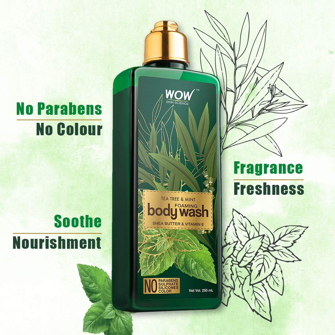 Wow Skin Science Tea Tree and Mint Foaming Body Wash (250ml)