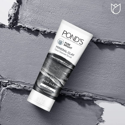 Ponds Pure White Mineral Clay Face Cleanser Scrub with Charcoal (90gm)