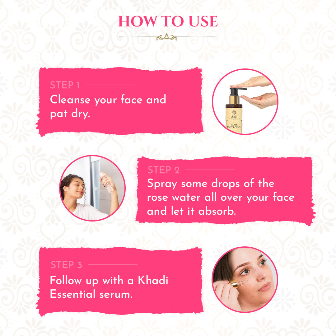 Khadi Essentials Pure Wild Rose Face Water for Deep Hydration (100ml)