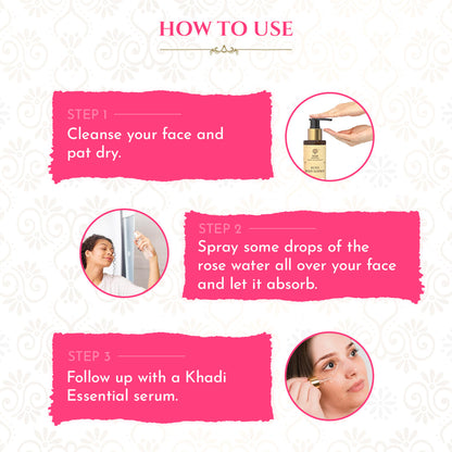 Khadi Essentials Pure Wild Rose Face Water for Deep Hydration (100ml)