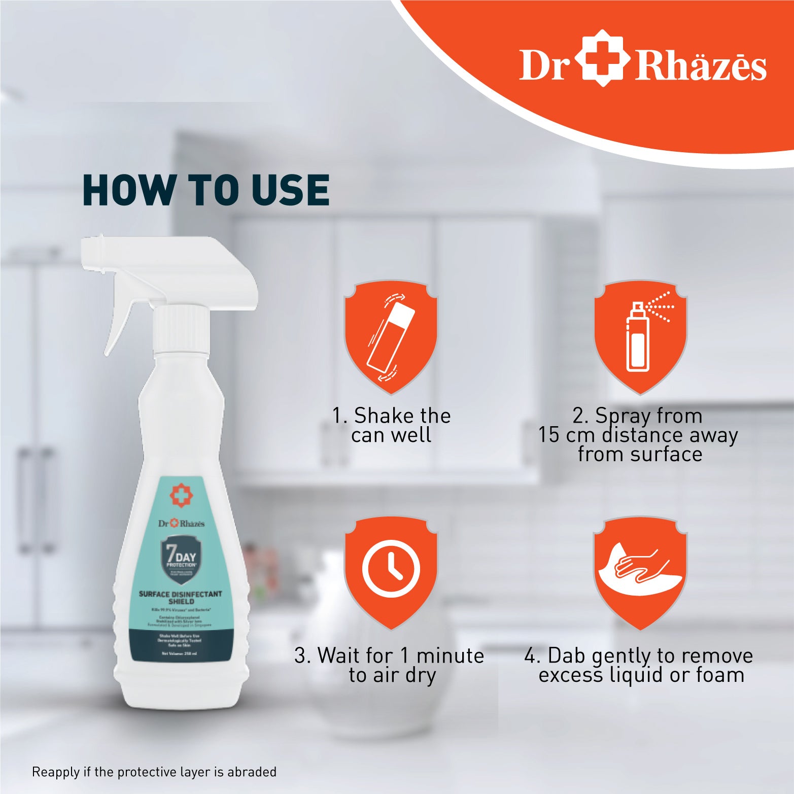 Dr Rhazes 7 Day Surface Disinfectant Shield - Trigger Spray