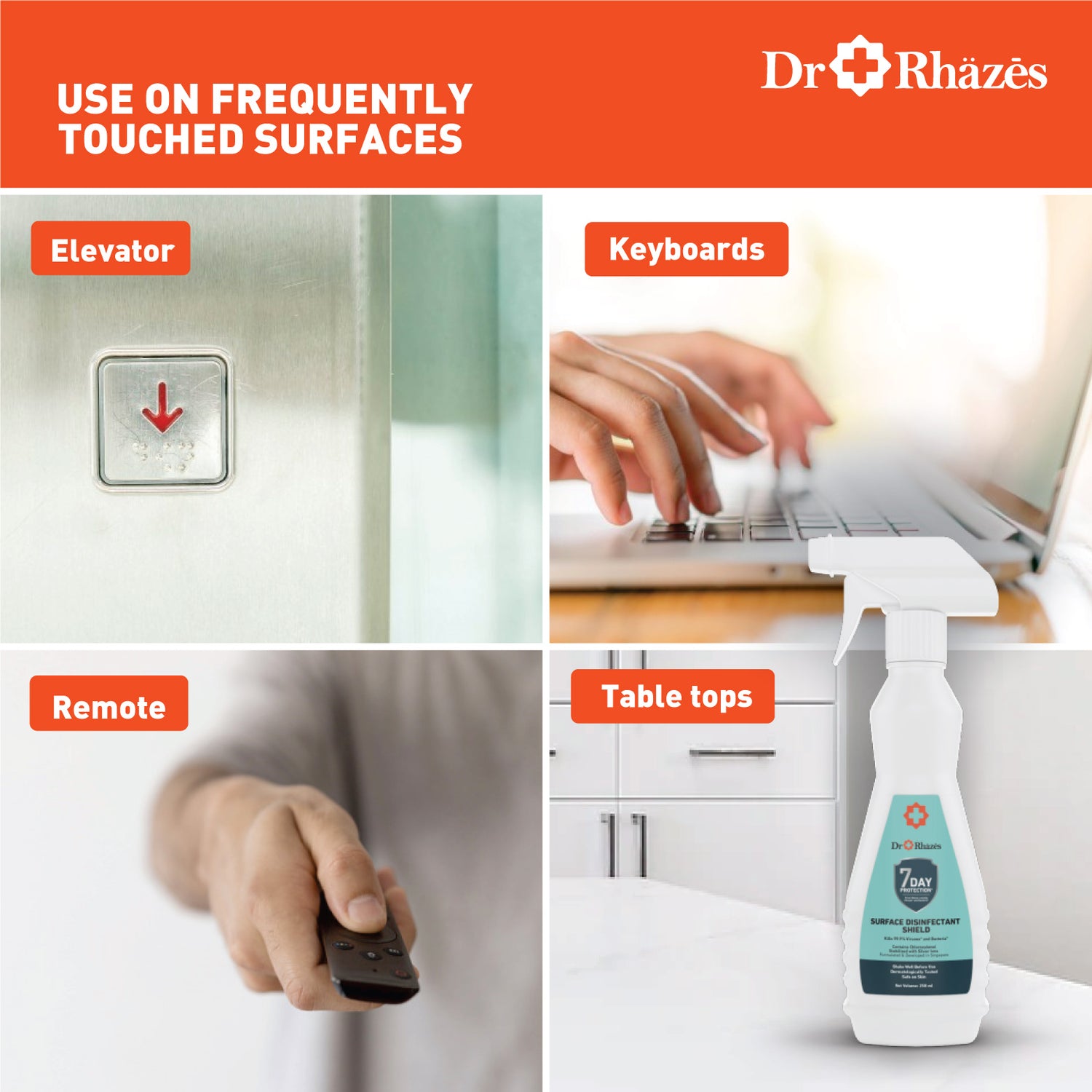 Dr Rhazes 7 Day Surface Disinfectant Shield - Trigger Spray