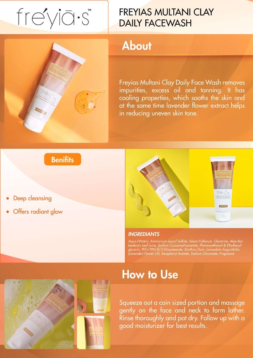 Freyias Daily Face Wash (60ml) - Multani Clay