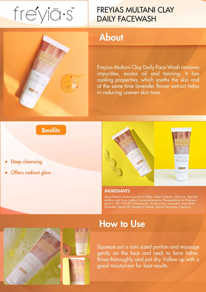 Freyias Daily Face Wash (60ml) - Multani Clay
