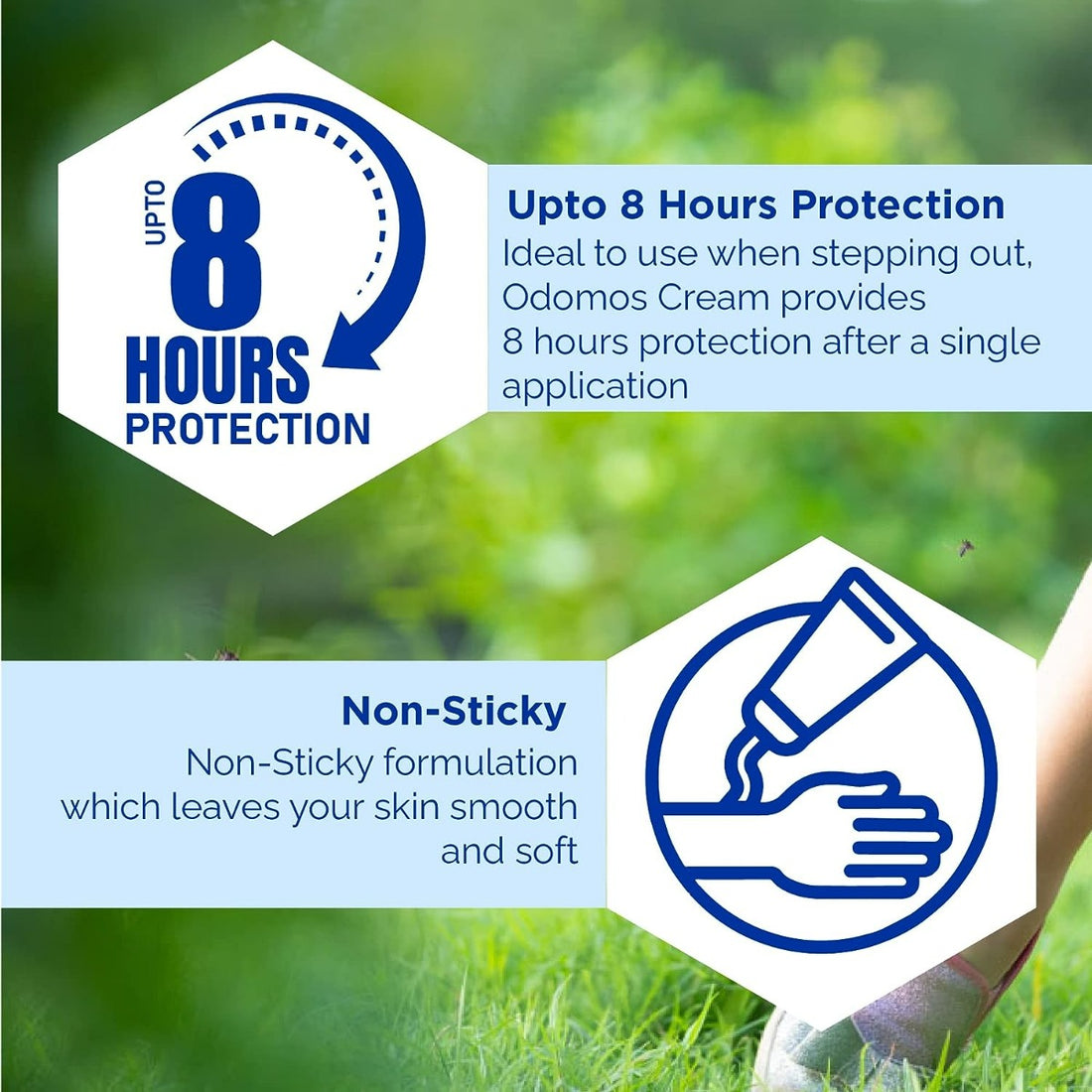 Odomos Non Sticky Mosquito Repellent Cream With Vitamin E and Almond