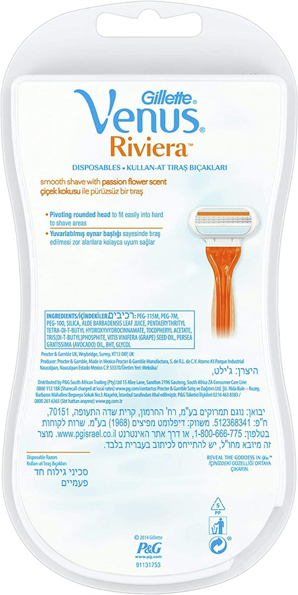 Gillette Venus Riviera Disposable Razor for Women - 2pcs