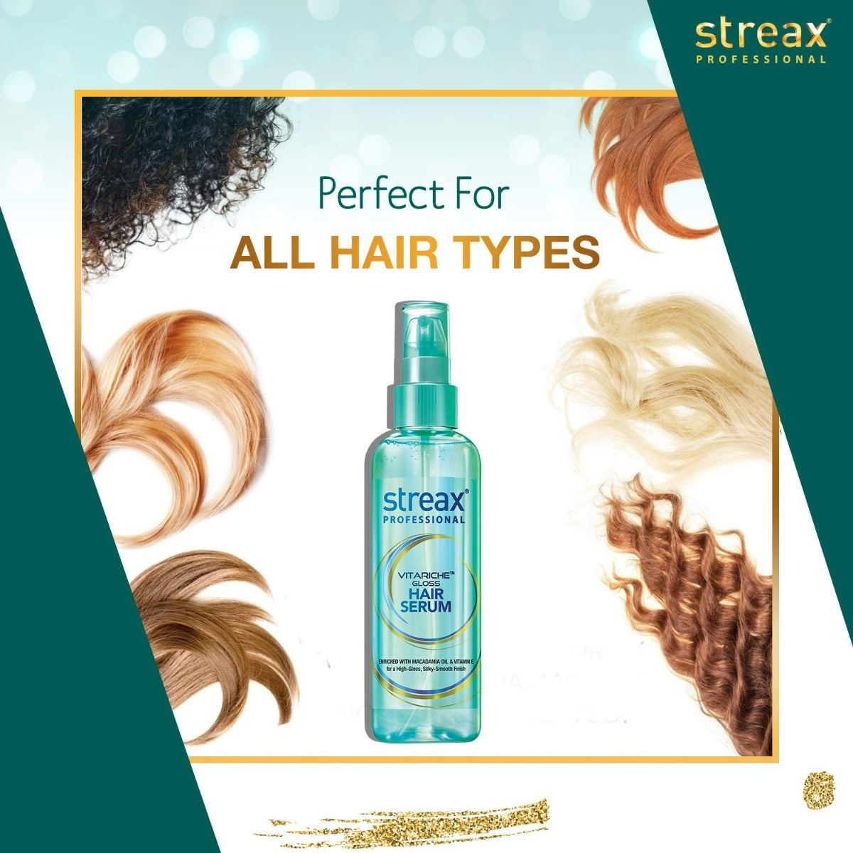 Streax Professional Vitariche Gloss Hair Serum (45ml) all hair types