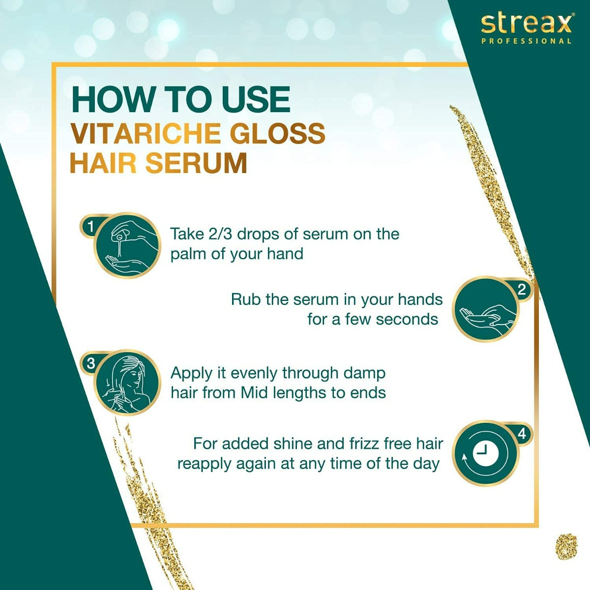 Streax Professional Vitariche Gloss Hair Serum (45ml) how to use