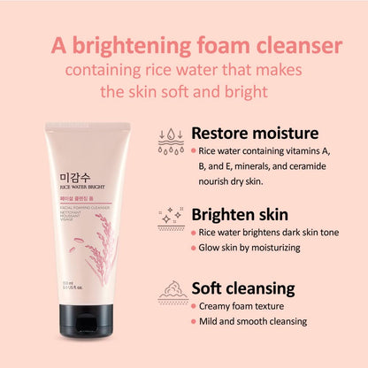 The Face Shop Rice Water Bright Foaming Cleanser 150ml features
