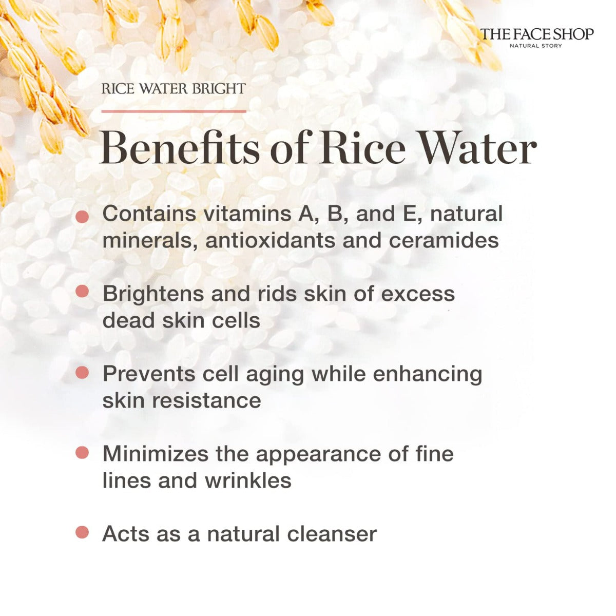 The Face Shop Rice Water Bright Foaming Cleanser 150ml features benefits