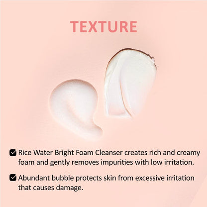 The Face Shop Rice Water Bright Foaming Cleanser 150ml texture