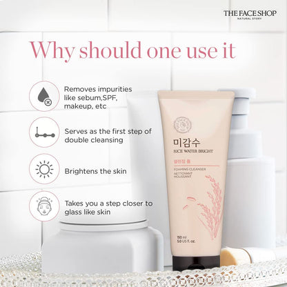 The Face Shop Rice Water Bright Foaming Cleanser 150ml why we should us it