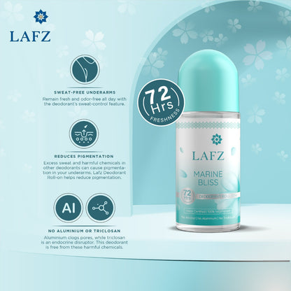 LAFZ No Alcohol Roll On Deodorant Marine Bliss for Women (50ml)