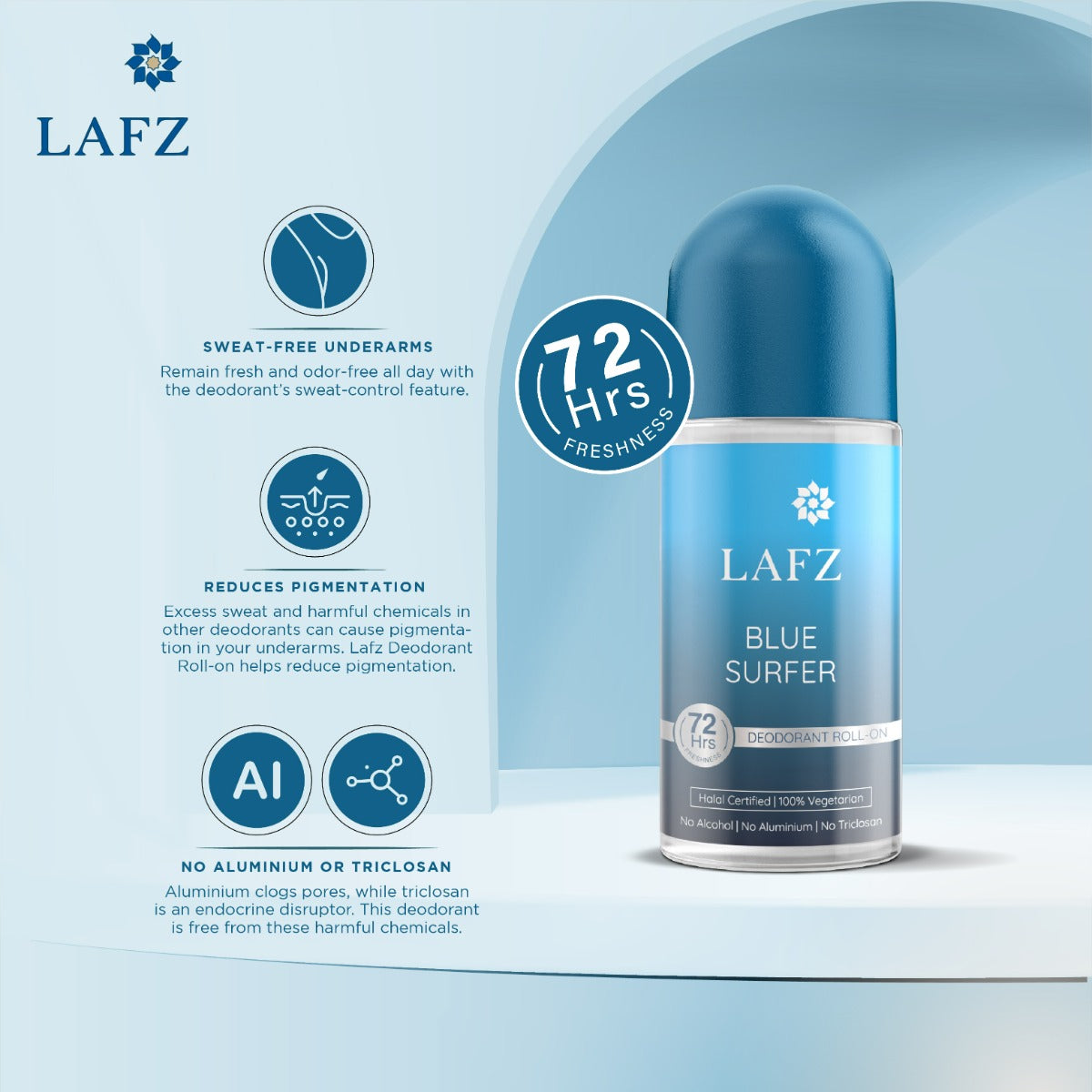 LAFZ No Alcohol Roll On Deodorant Blue Surfer for Men (50ml)