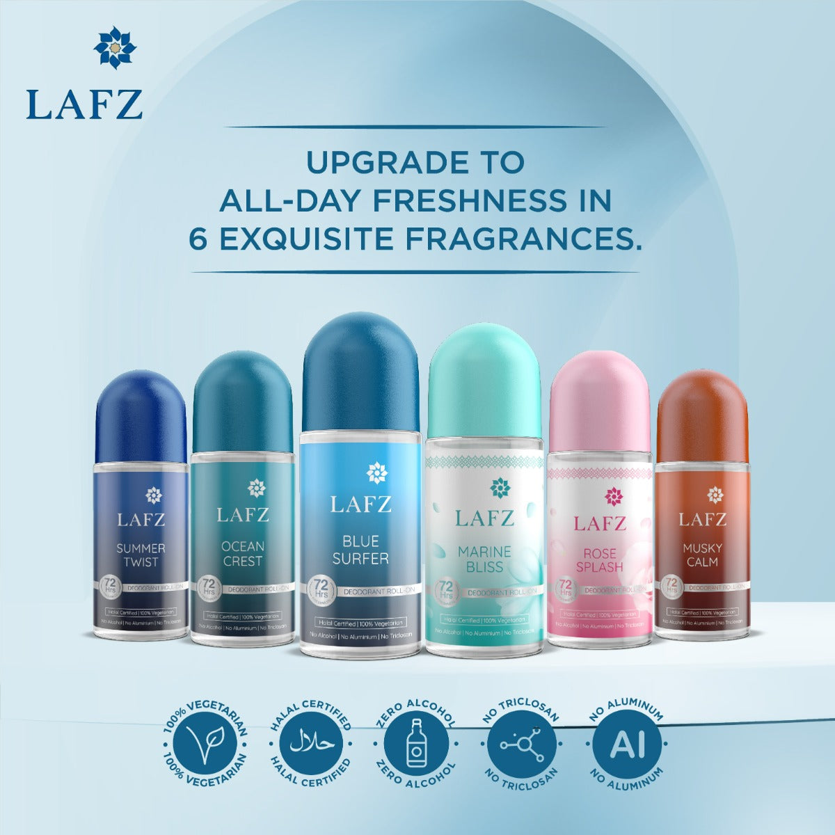 LAFZ No Alcohol Roll On Deodorant Blue Surfer for Men (50ml)