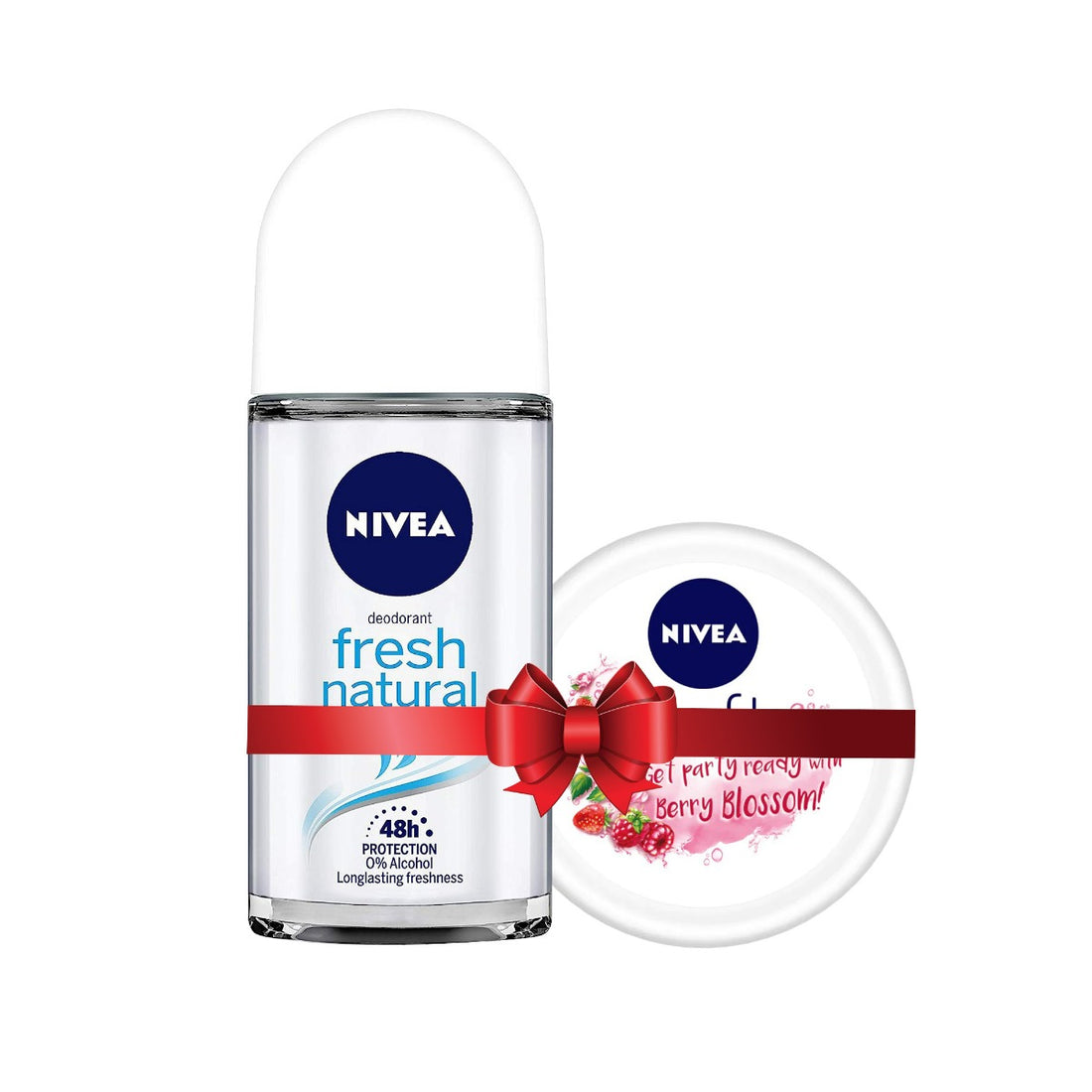 Nivea Fresh Natural Roll On 50ml and Soft Jar Berry Blossom Cream 50ml (Combo Pack)