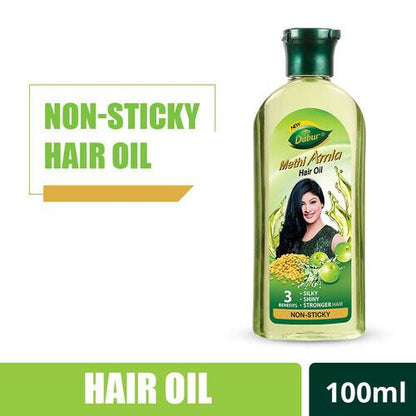Dabur Methi Amla Non-Sticky Hair Oil - 100ml (Pack of 3)