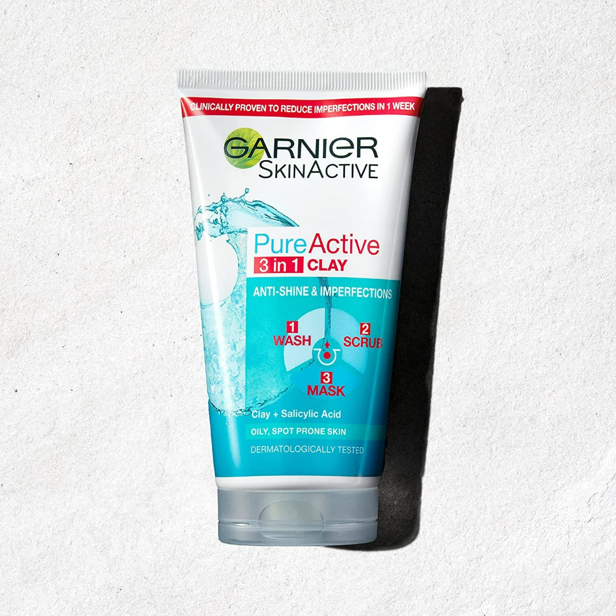 Garnier Pure Active 3 in 1 Clay Mask Scrub Wash Oily Skin (150ml)