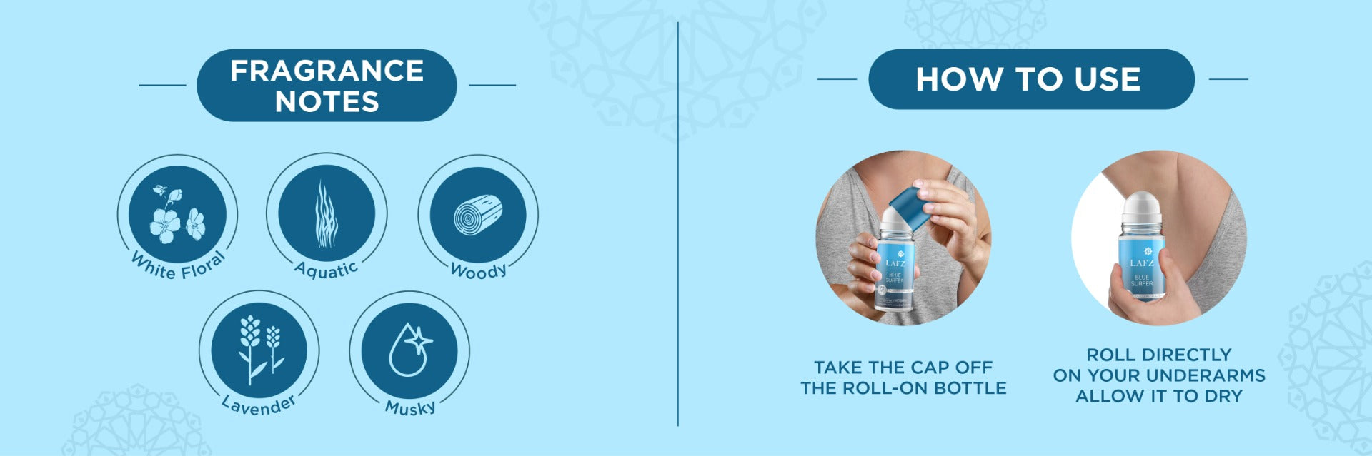 LAFZ No Alcohol Roll On Deodorant Blue Surfer for Men (50ml)