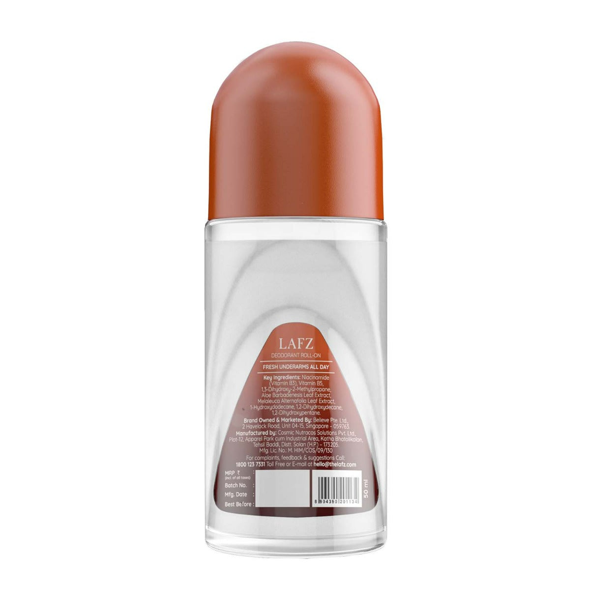 LAFZ No Alcohol Roll On Deodorant Musky Calm for Men (50ml)