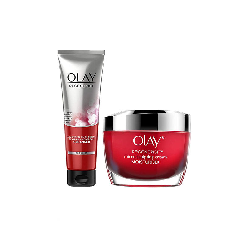 Olay Regenerist Microsculpting Day Moisturiser (Non SPF) 50g with Cleanser Pack (100g)