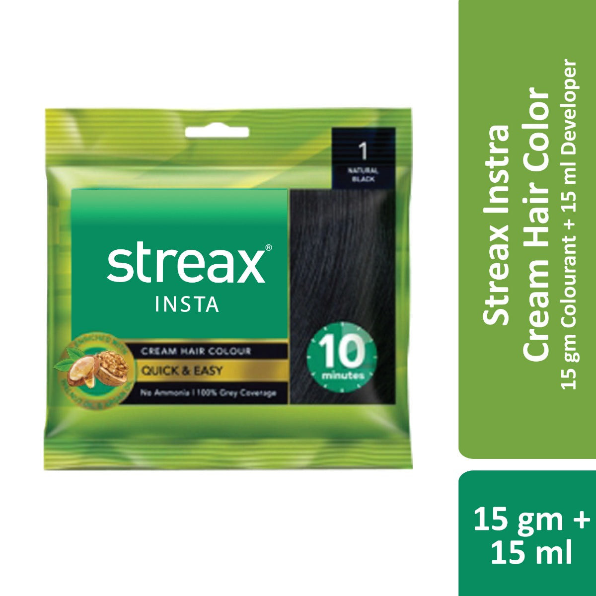 Streax Insta Natural Black Hair Color Cream (30ml)