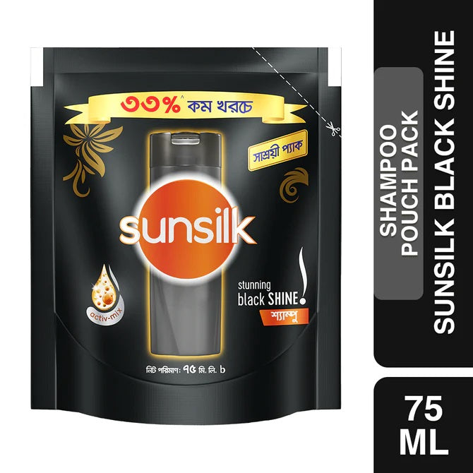 Sunsilk Stunning Black Shine Shampoo Pouch (75ml)